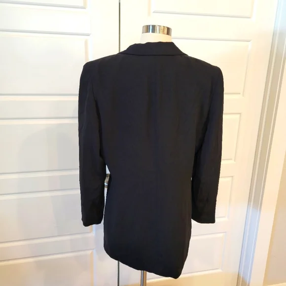 JOSEPHINE CHAUS VINTAGE BLACK LONG BLAZER ONE BUTTON SIZE 10 CIRCA 80'S - Picture 6 of 13